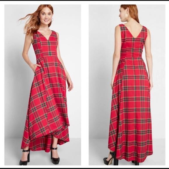 Modcloth Dresses & Skirts - [ModCloth] Collectif Red Tartan Plaid Rebel Check Isabella Maxi Dress NWT Sz 14